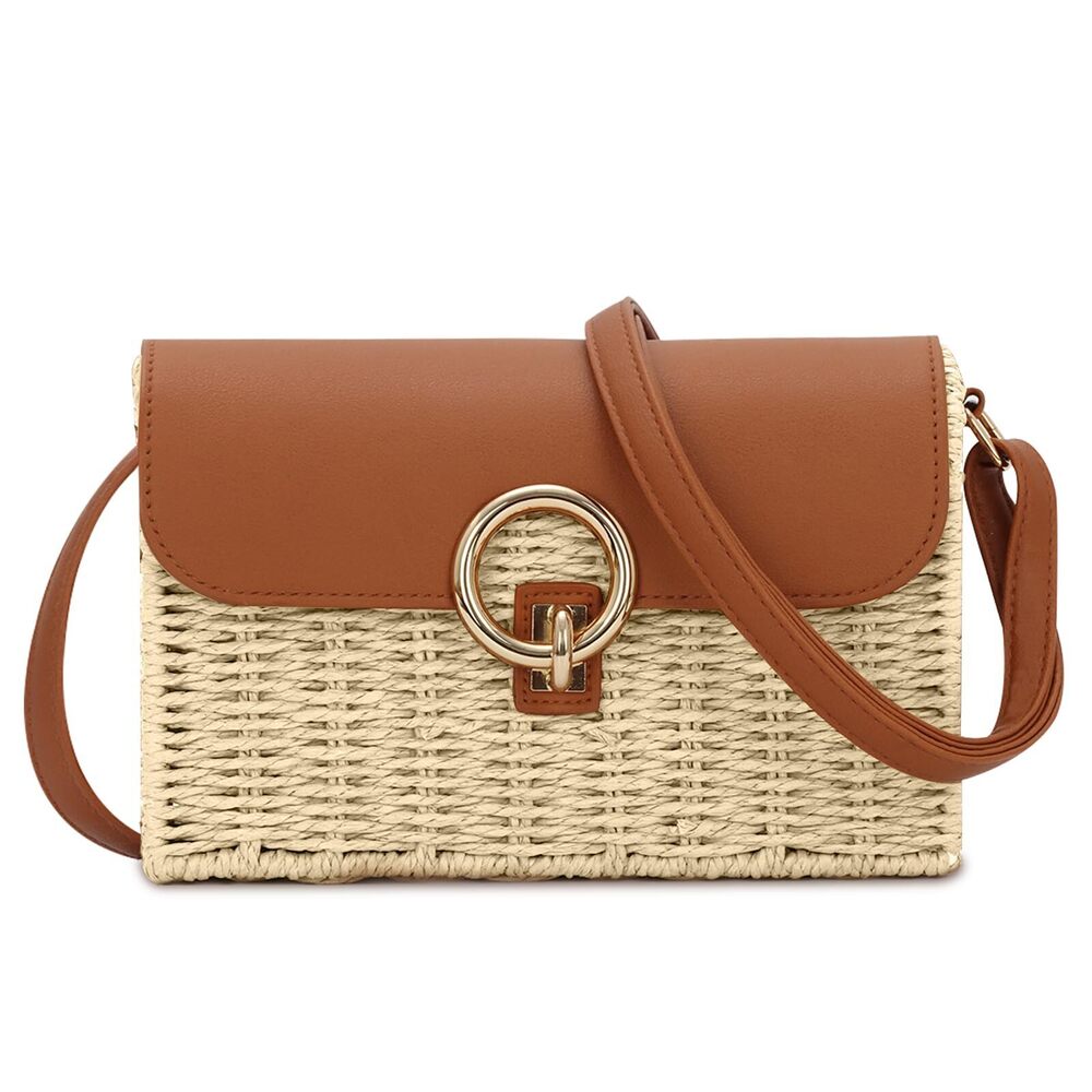 5014 Straw Crossbody Bags Trendy Rattan Wicker Purses Summer Woven Purse